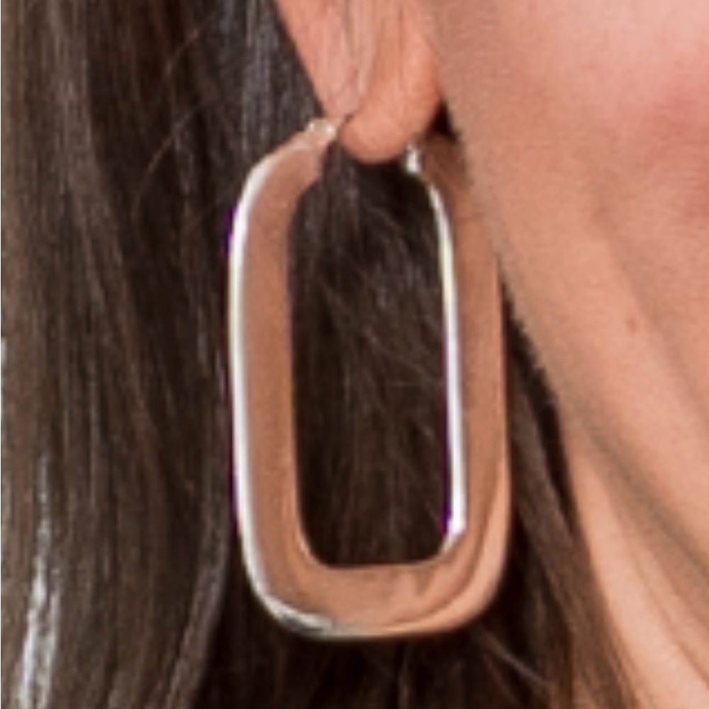 Silver rectangle earrings